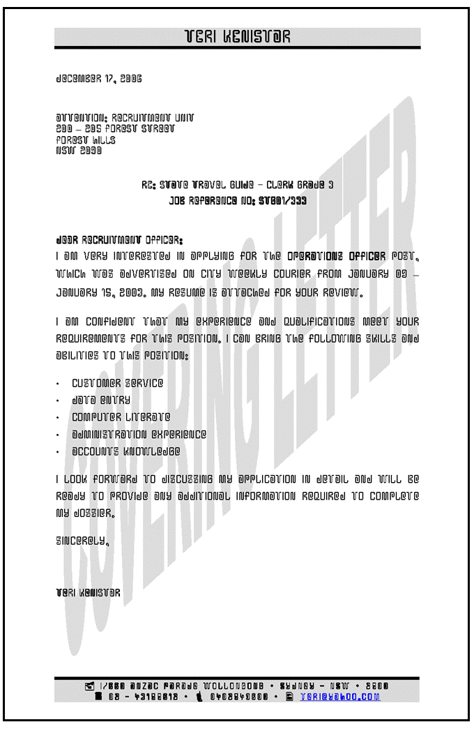 covering letter for cv. sample resume cover letter.